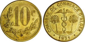 Algérie - Chambre du commerce d'Alger - 10 centimes 1921 essai laiton