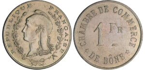 Algérie - Chambre du commerce de Bône - 1 franc ND essai maillechort