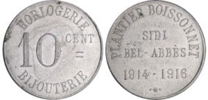 Algérie - Sidi-Del-Abbès - Horlogerie Plantier Boissonnet 10 centimes 1914-16