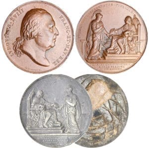 Louis XVIII - Médaille - La chartre octroyée au roi 1814 + matrice en étain du revers Louis XVIII - Médaille - La chartre octroyée au roi 1814 + matrice en étain du revers