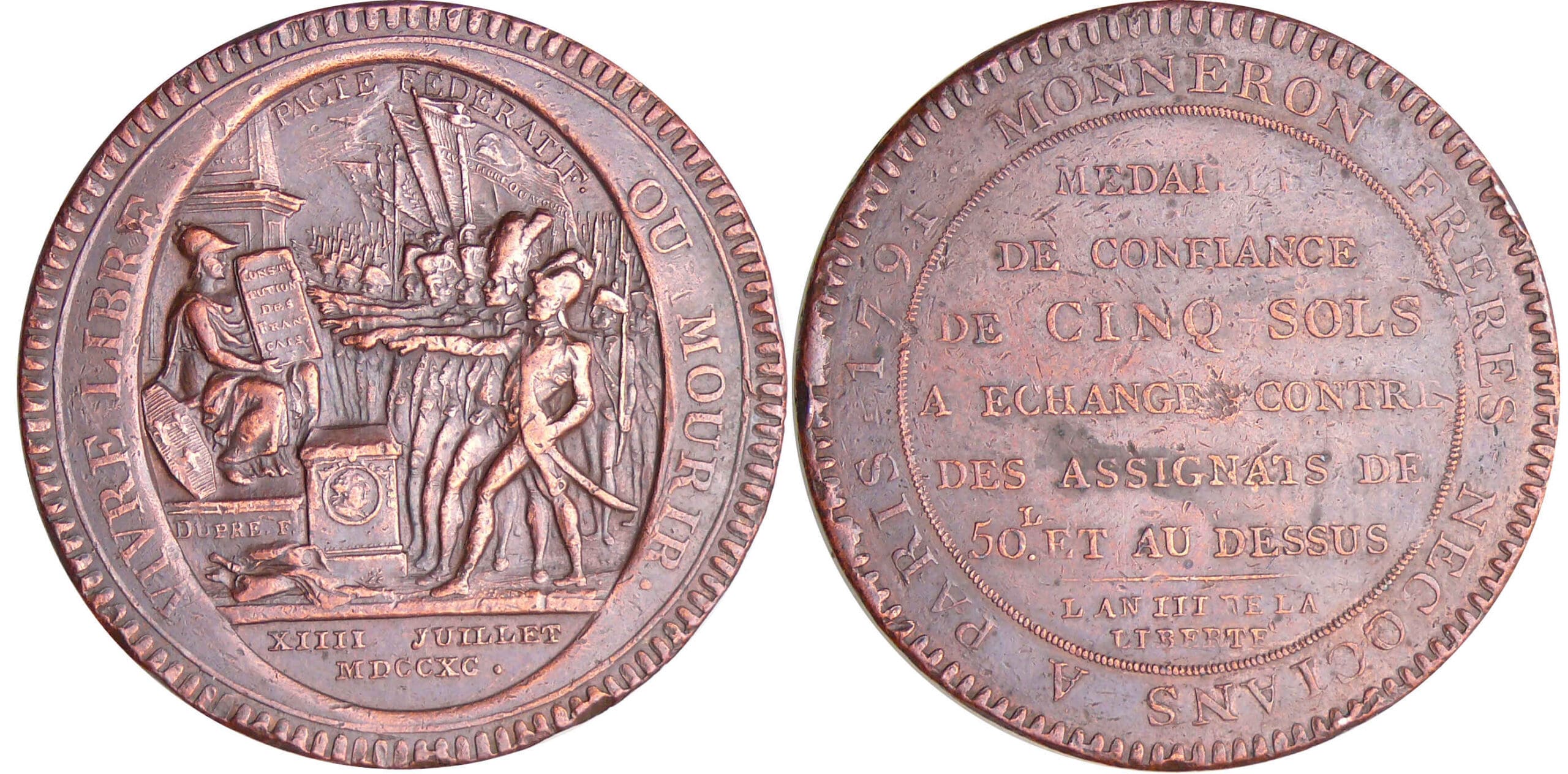 Constitution (1791-1792) - Monneron de 5 sols - 1791 AN III - date en chiffres romains Constitution (1791-1792) - Monneron de 5 sols - 1791 AN III - date en chiffres romains
