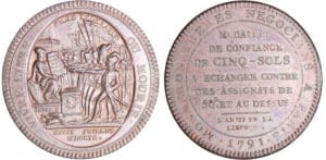 Constitution (1791-1792) - Monneron de 5 sols - 1791 AN III - date en chiffres romains