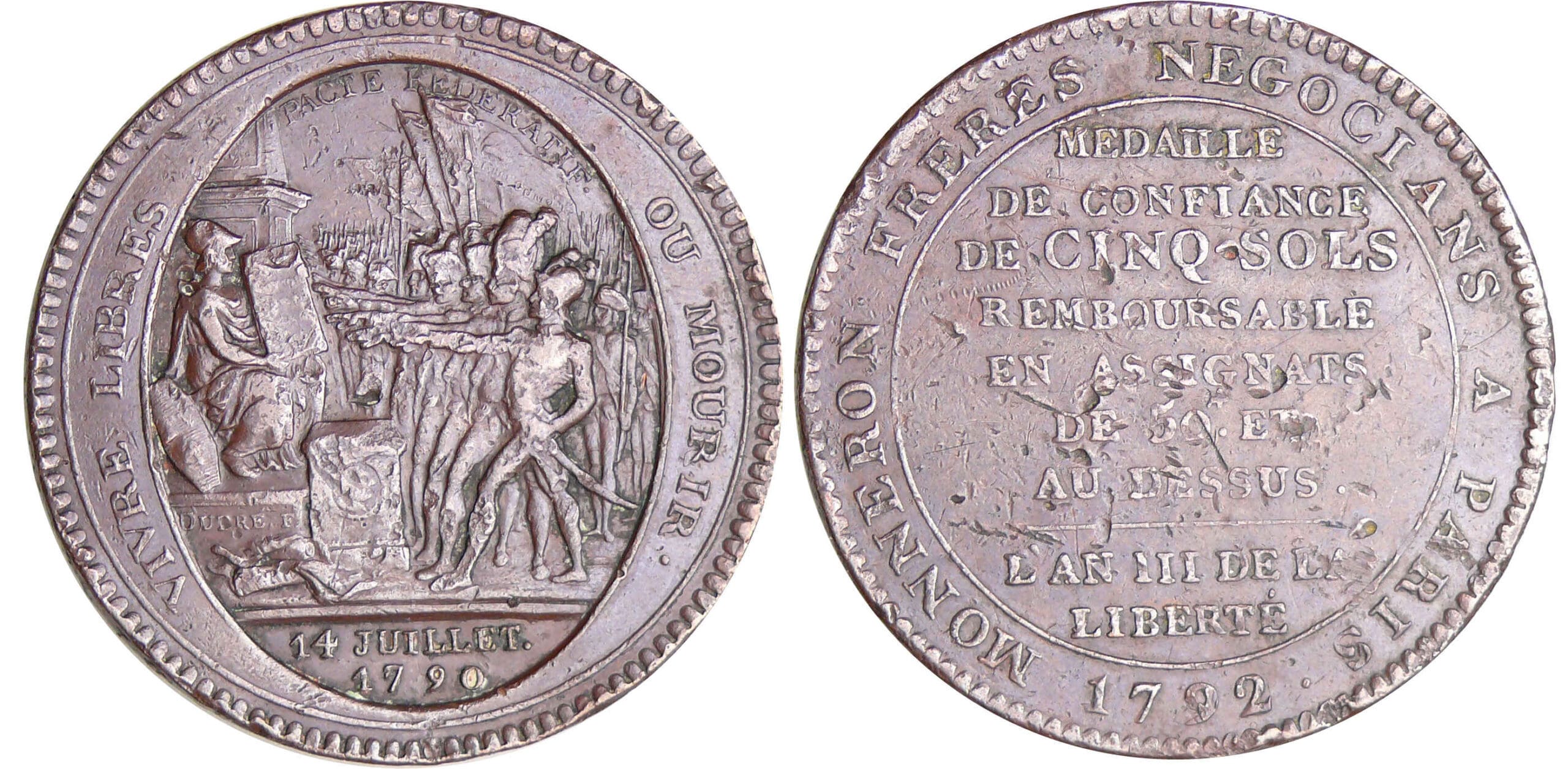 Constitution (1791-1792) - Monneron de 5 sols - 1792 - AN III Constitution (1791-1792) - Monneron de 5 sols - 1792 - AN III