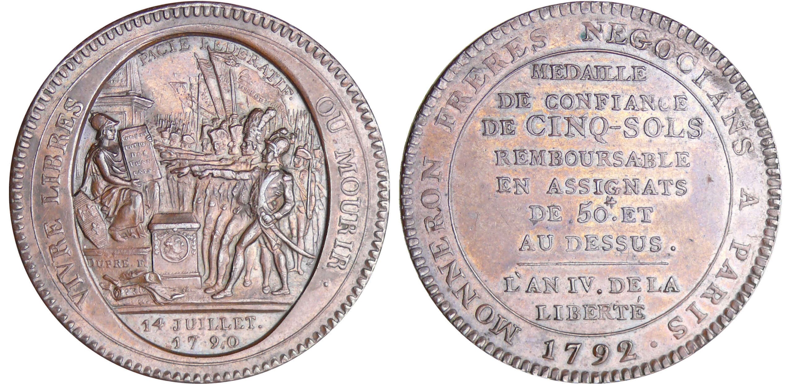 Constitution (1791-1792) - Monneron de 5 sols - 1792 - AN IV Constitution (1791-1792) - Monneron de 5 sols - 1792 - AN IV