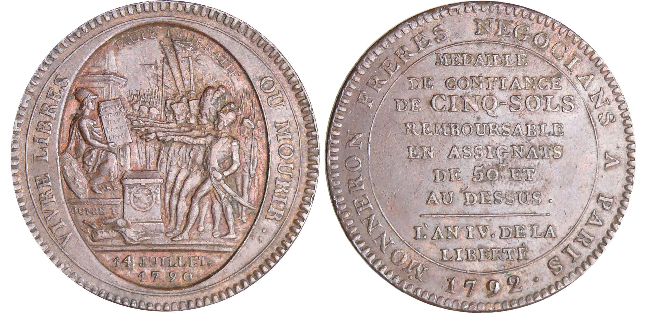 Constitution (1791-1792) - Monneron de 5 sols - 1792 - AN IV Constitution (1791-1792) - Monneron de 5 sols - 1792 - AN IV