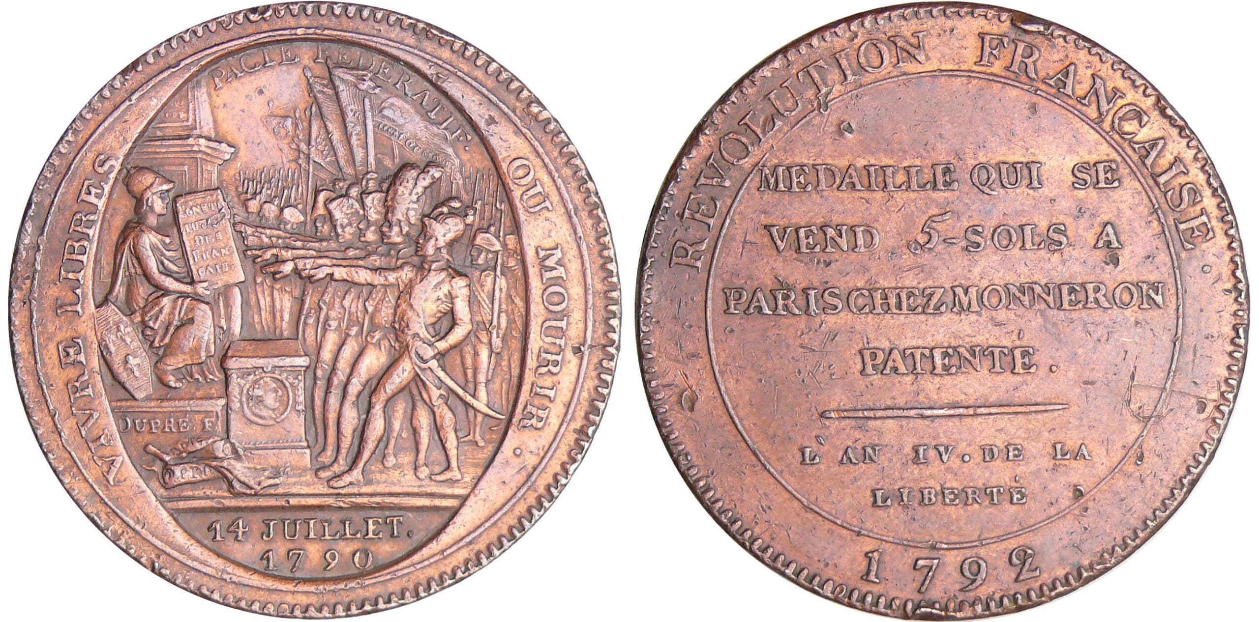 Constitution (1791-1792) - Monneron de 5 sols - 1792 - AN IV Constitution (1791-1792) - Monneron de 5 sols - 1792 - AN IV