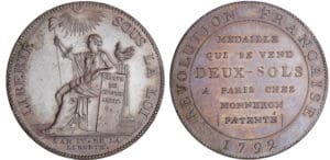 Constitution (1791-1792) - Monneron de 2 sols - 1792 flan bruni Constitution (1791-1792) - Monneron de 2 sols - 1792 flan bruni