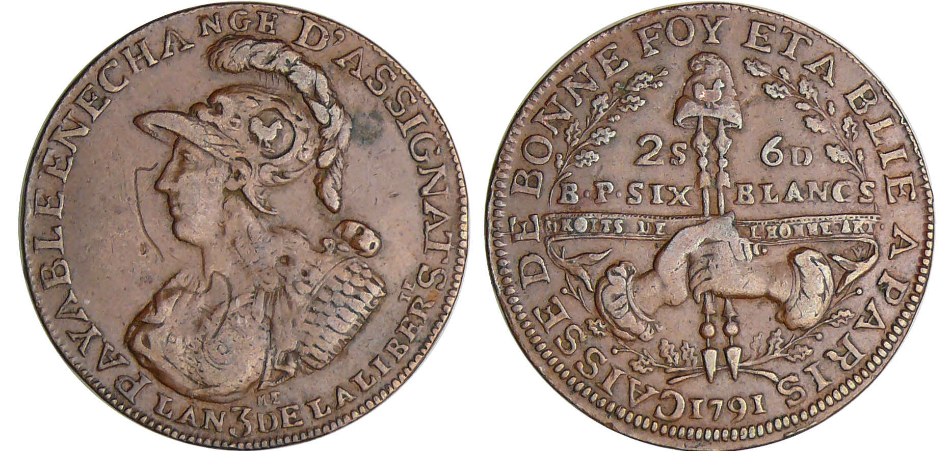 Constitution (1791-1792) - 2 sols 6 deniers de Montagny - 1791 Constitution (1791-1792) - 2 sols 6 deniers de Montagny - 1791