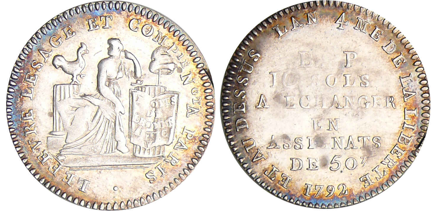 Constitution (1791-1792) - 10 sols de Lefèvre Lesage et Cie - 1792 / AN 4 Constitution (1791-1792) - 10 sols de Lefèvre Lesage et Cie - 1792 / AN 4