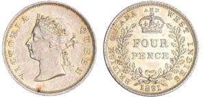 Indes britanniques - Victoria (1837-1901) - 4 pence 1891 Indes britanniques - Victoria (1837-1901) - 4 pence 1891