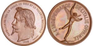 Napoléon III - Médaille - L'indépendance de l'Italie opprimée 1859 Napoléon III - Médaille - L'indépendance de l'Italie opprimée 1859