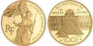 Bi-centenaire du Louvre - La Liberté guidant le peuple - 100 francs 1993 or Bi-centenaire du Louvre - La Liberté guidant le peuple - 100 francs 1993 or