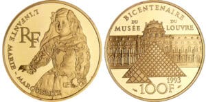 Bi-centenaire du Louvre - L'Infance Marie-Marguerite - 100 francs 1993 or Bi-centenaire du Louvre - L'Infance Marie-Marguerite - 100 francs 1993 or