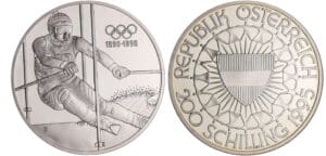 Autriche - 100ème anniversaire des JO - Slalomeur - 200 schilling 1996 argent Autriche - 100ème anniversaire des JO - Slalomeur - 200 schilling 1996 argent