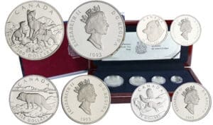 Canada - Coffret le renard arctique 4 monnaies en platine - 300, 150, 75 et 30 dollars 1993 platine