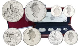 Canada - Coffret le renard arctique 4 monnaies en platine - 300, 150, 75 et 30 dollars 1993 platine