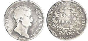 Napoléon 1er (1804-1814) - 1/2 franc empereur 1807 I (Limoges) Napoléon 1er (1804-1814) - 1/2 franc empereur 1807 I (Limoges)
