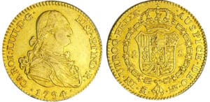 Espagne - Carlos IV (1788-1808) - 2 escudos 1794 (Madrid) Espagne - Carlos IV (1788-1808) - 2 escudos 1794 (Madrid)