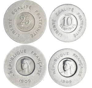 Troisième République (1871-1940) - 25 et 10 centimes 1909 Essai de Rude Troisième République (1871-1940) - 25 et 10 centimes 1909 Essai de Rude