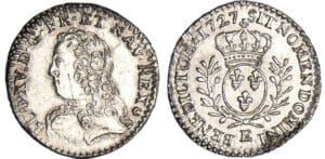 Louis XV (1715-1774) - 1/20 d'écu aux branches d’olivier - 1727 E (Tours) Louis XV (1715-1774) - 1/20 d'écu aux branches d’olivier - 1727 E (Tours)