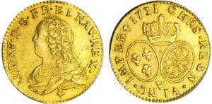 Louis XV (1715-1774) - Louis d’or aux lunettes - 1731 V (Troyes) Louis XV (1715-1774) - Louis d’or aux lunettes - 1731 V (Troyes)