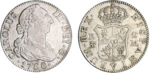 Espagne - Carlos III (1759-1788) - 2 reales 1788 (Madrid) Espagne - Carlos III (1759-1788) - 2 reales 1788 (Madrid)