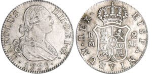 Espagne - Carlos IV (1788-1808) - 2 reales 1799 (Madrid) Espagne - Carlos IV (1788-1808) - 2 reales 1799 (Madrid)