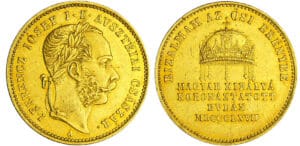 Hongrie - Franz Joseph (1848-1916) - 2 ducats du couronnement 1867 Hongrie - Franz Joseph (1848-1916) - 2 ducats du couronnement 1867
