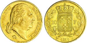 Louis XVIII (1815-1824) - 20 francs buste nu 1818 A (Paris) Louis XVIII (1815-1824) - 20 francs buste nu 1818 A (Paris)