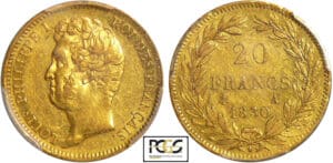 Louis-Philippe Ier (1830-1848) - 20 francs tête nue tranche en relief 1830 A (Paris) Louis-Philippe Ier (1830-1848) - 20 francs tête nue tranche en relief 1830 A (Paris)