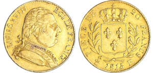 Louis XVIII (1815-1824) - 20 francs buste habillé 1815 R (Londres) Louis XVIII (1815-1824) - 20 francs buste habillé 1815 R (Londres)