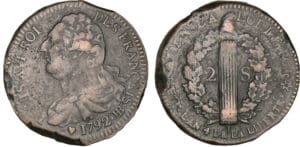 2 sols au faisceau type FRANCAIS 1792 BB (Strasbourg) 2 sols au faisceau type FRANCAIS 1792 BB (Strasbourg)