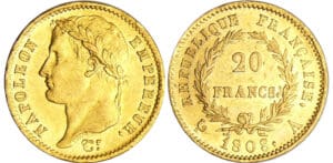 Napoléon 1er (1804-1814) - 20 francs revers république 1808 A (Paris) Napoléon 1er (1804-1814) - 20 francs revers république 1808 A (Paris)
