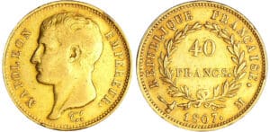 Napoléon 1er (1804-1814) - type transitoire - 40 francs tête nue 1807 M (Toulouse) Napoléon 1er (1804-1814) - type transitoire - 40 francs tête nue 1807 M (Toulouse)