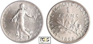 Troisième république (1871-1940) - 1 franc Semeuse 1898 piéfort Troisième république (1871-1940) - 1 franc Semeuse 1898 piéfort