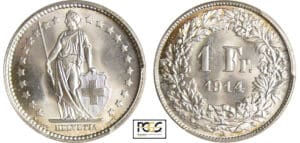 Suisse - 1 franc 1914 B
