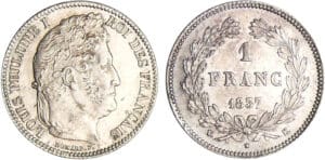Louis-Philippe Ier (1830-1848) - 1 franc tête laurée 1837 K (Bordeaux)
