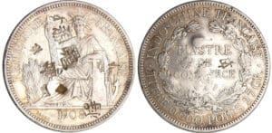 Chine - Piastre 1908 contremarqué