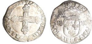 Louis XIII (1610-1643) - ¼ d'écu à la croix fleurdelisée, avers côté croix - 1629 L (Bayonne)