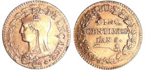 Directoire (1795-1799) - 5 centimes Dupré - surfrappe - AN 5 I (Limoges) Directoire (1795-1799) - 5 centimes Dupré - surfrappe - AN 5 I (Limoges)