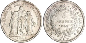 Deuxième république (1848-1852) - 5 francs Hercule 1849 K (Bordeaux) Deuxième république (1848-1852) - 5 francs Hercule 1849 K (Bordeaux)