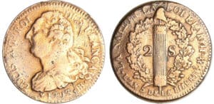 Constitution (1791-1792) - 2 sols au faisceau type FRANCAIS 1793 BB (Strasbourg) Constitution (1791-1792) - 2 sols au faisceau type FRANCAIS 1793 BB (Strasbourg)