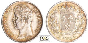 Charles X (1824-1830) - 1 franc 1829 H (La Rochelle) 4 feuilles Charles X (1824-1830) - 1 franc 1829 H (La Rochelle) 4 feuilles