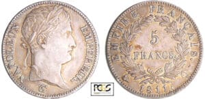 Napoléon 1er (1804-1814) - 5 francs revers empire 1811 Q (Perpignan) Napoléon 1er (1804-1814) - 5 francs revers empire 1811 Q (Perpignan)