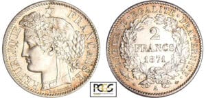 Troisième république (1871-1940) - 2 francs Cérès avec légende 1871 A (Paris) A normal Troisième république (1871-1940) - 2 francs Cérès avec légende 1871 A (Paris) A normal