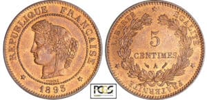 Troisième République (1871-1940) - 5 centimes Cérès 1893 A (Paris) Troisième République (1871-1940) - 5 centimes Cérès 1893 A (Paris)