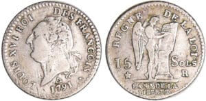 Constitution (1791-1792) - 15 sols type FRANCOIS 1791 R (Orléans) 1er sem Constitution (1791-1792) - 15 sols type FRANCOIS 1791 R (Orléans) 1er sem