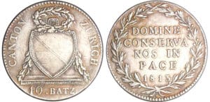 Suisse - Zurich - 40 batzen 3ème type - Millésime petit et longues guirlandes