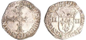 Henri IV (1589-1610) - Quart d'écu à la croix feuillue - 1605 9 (Rennes)