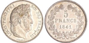 Louis-Philippe Ier (1830-1848) - 5 francs tête laurée 2ème type 1841 W (Lille)
